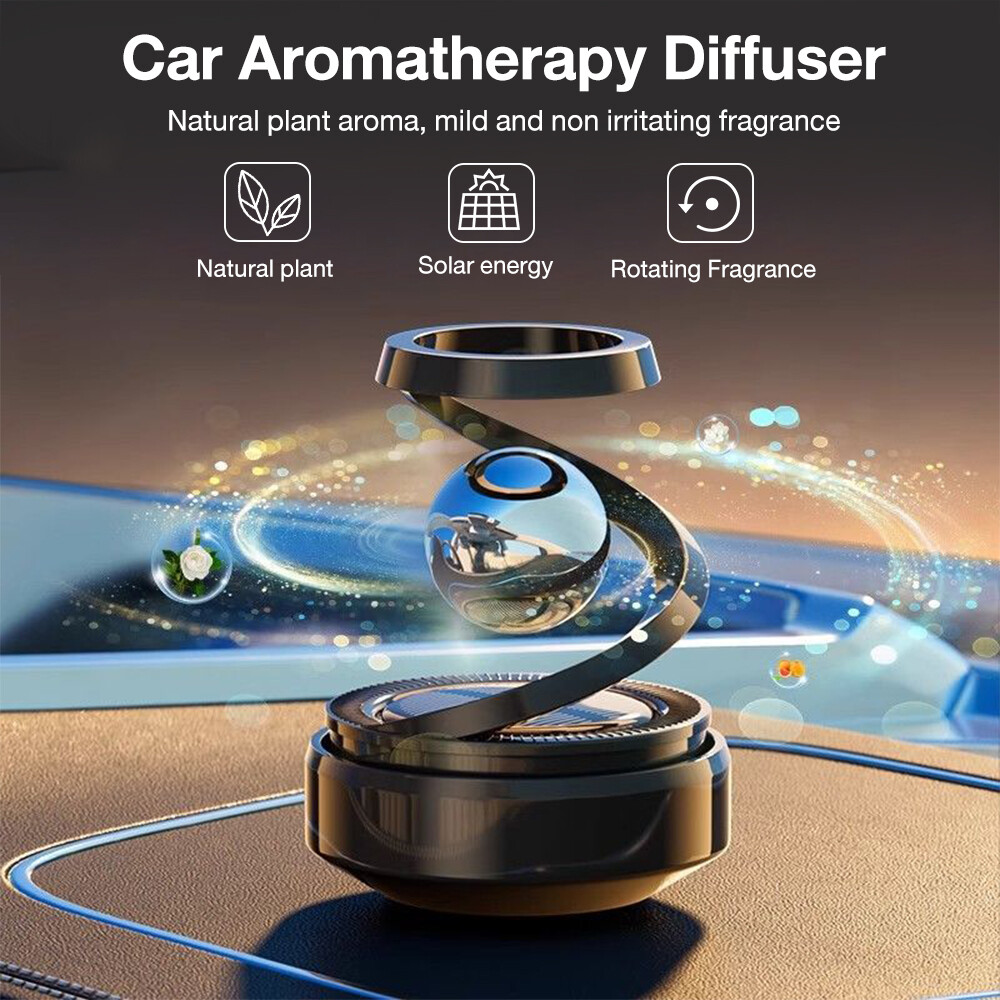 Portable Solar Powered Auto Rotating Diffuser Car Air Freshener Aroma Perfume