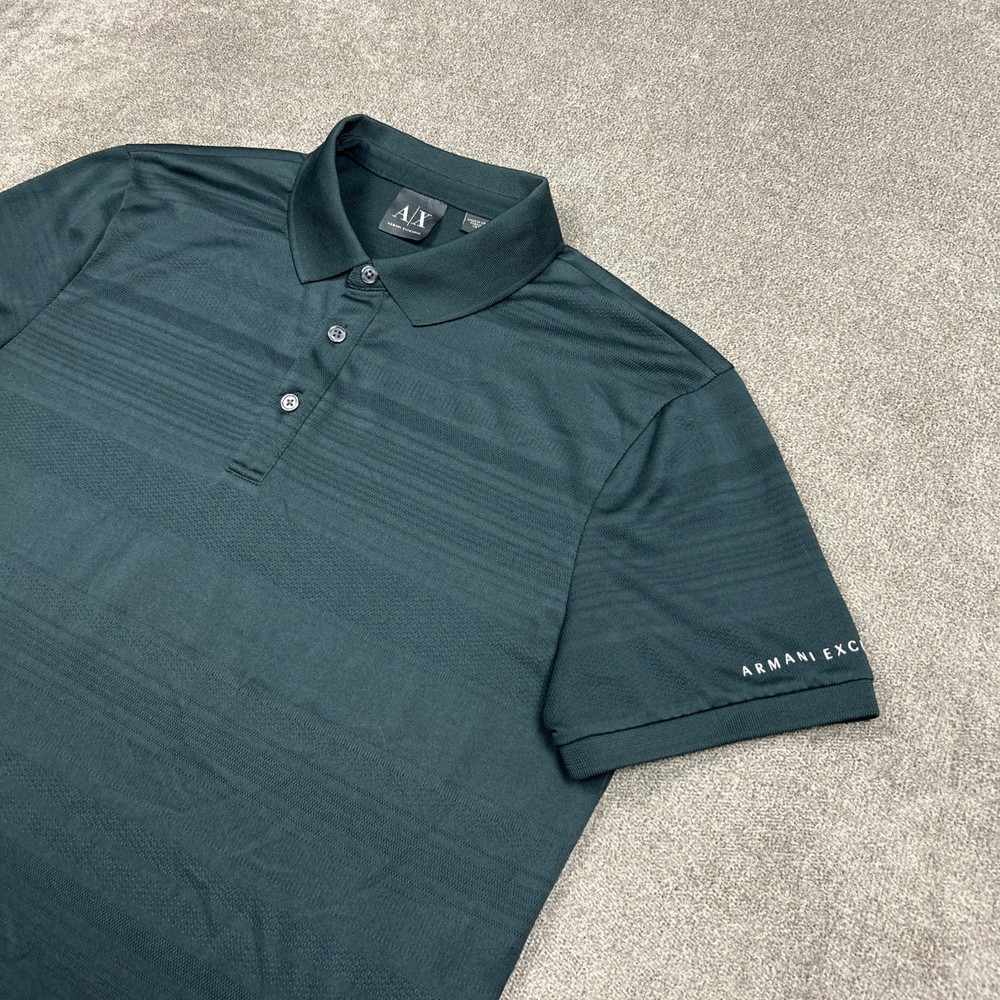 Armani Exchange A|X Polo Shirt Mens Large Green Performance Golf Stretch Preppy