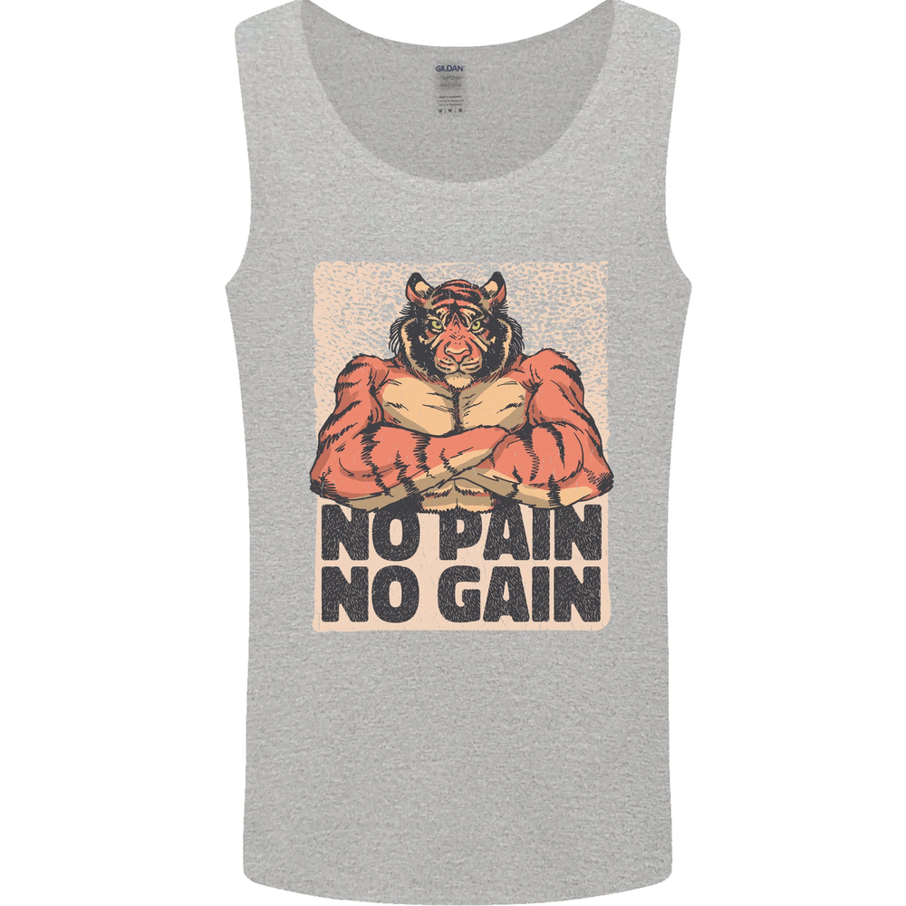 Gym Tiger No Pain No Gain Training Top Mens Vest Tank Top