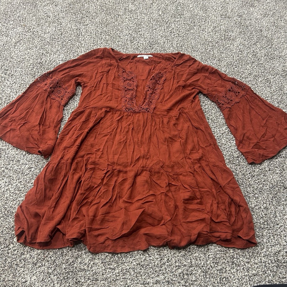 O'Neill Salt Water Swim Dress Large Rust Cover Up Gauze Resort Vacation Lace