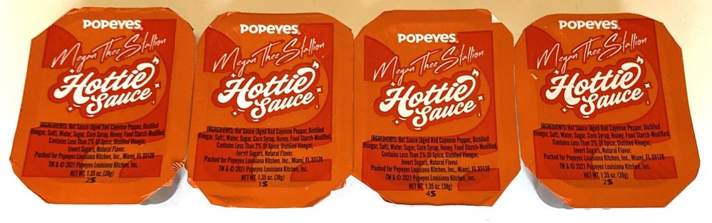 Megan Thee Stallion Hottie Sauce 4-Pack Limited Edition 1.35oz Popeyes Spicy Condiment-image