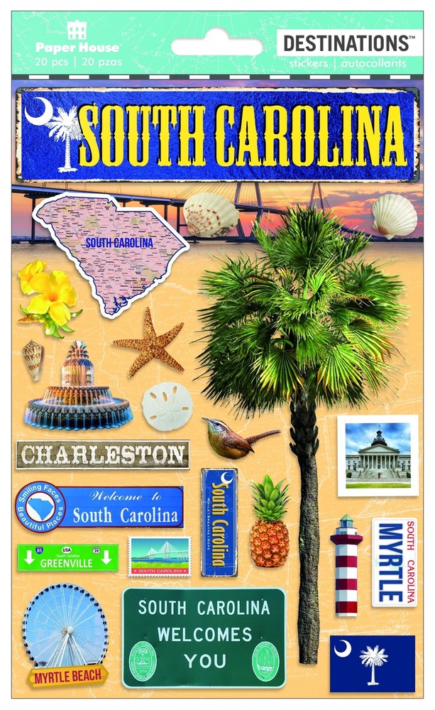 Explore South Carolina with 3-Pack 2D Travel Stickers