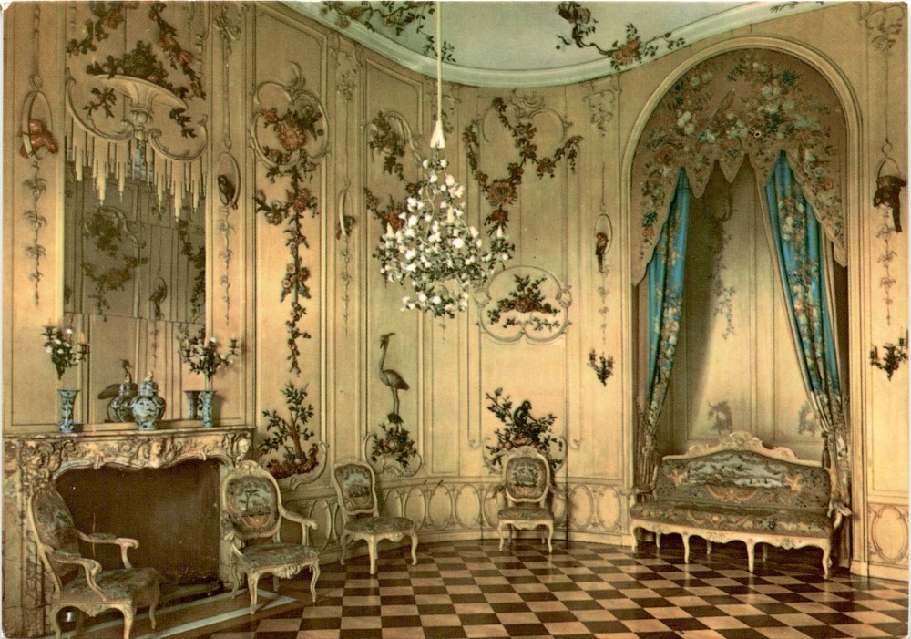 Potsdam, Schloß Sanssouci, Voltairezimmer, Farbfoto Postcard