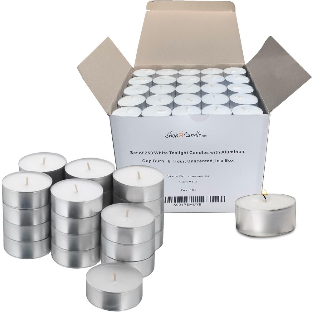 250 White Tealight Candles - Bulk Set for Cozy Ambiance