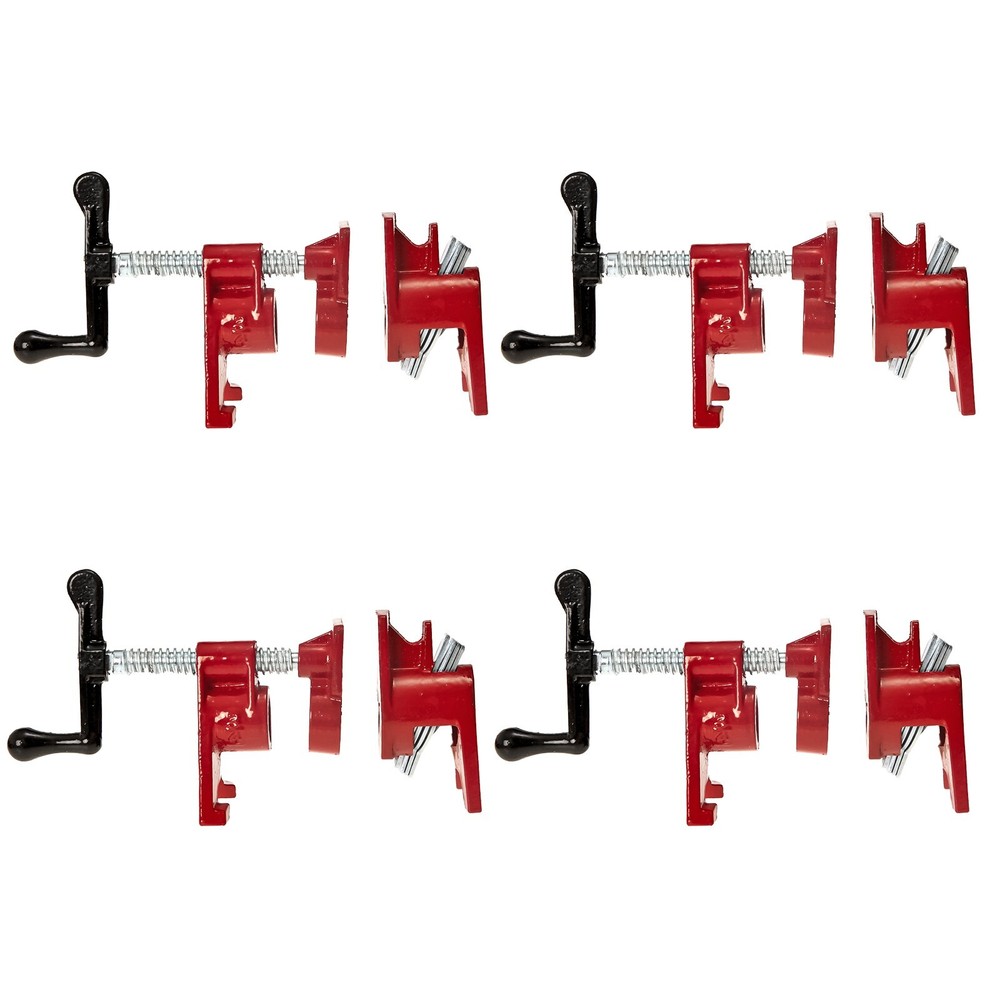 3/4 Inch Cast Iron Pipe Clamps for Woodworking with Unique Foot Design - Set of 4