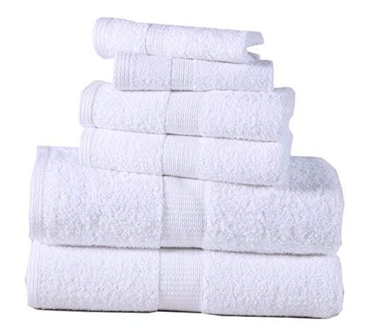 6-Piece White 100% Cotton Bath Towel Set