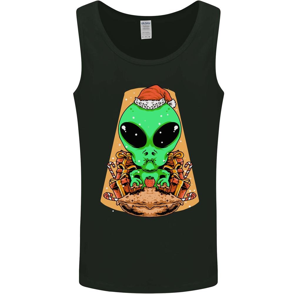 Christmas Alien UFO Santa Space Ship Funny Mens Vest Tank Top