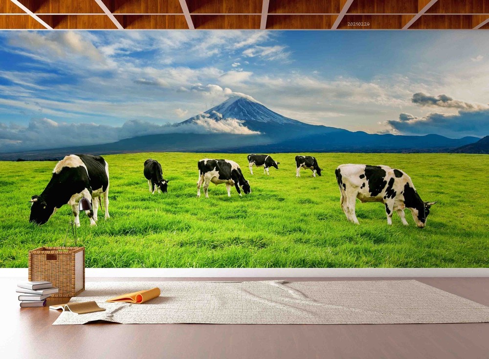 3D Sky Grassland Cow Landscape Wall Murals Wallpaper Murals Wall Sticker 8