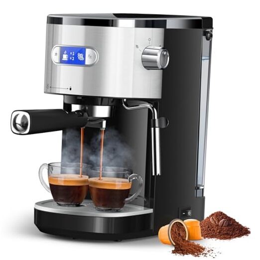 20Bar Compact Espresso Machine 1350W Fast Brewing