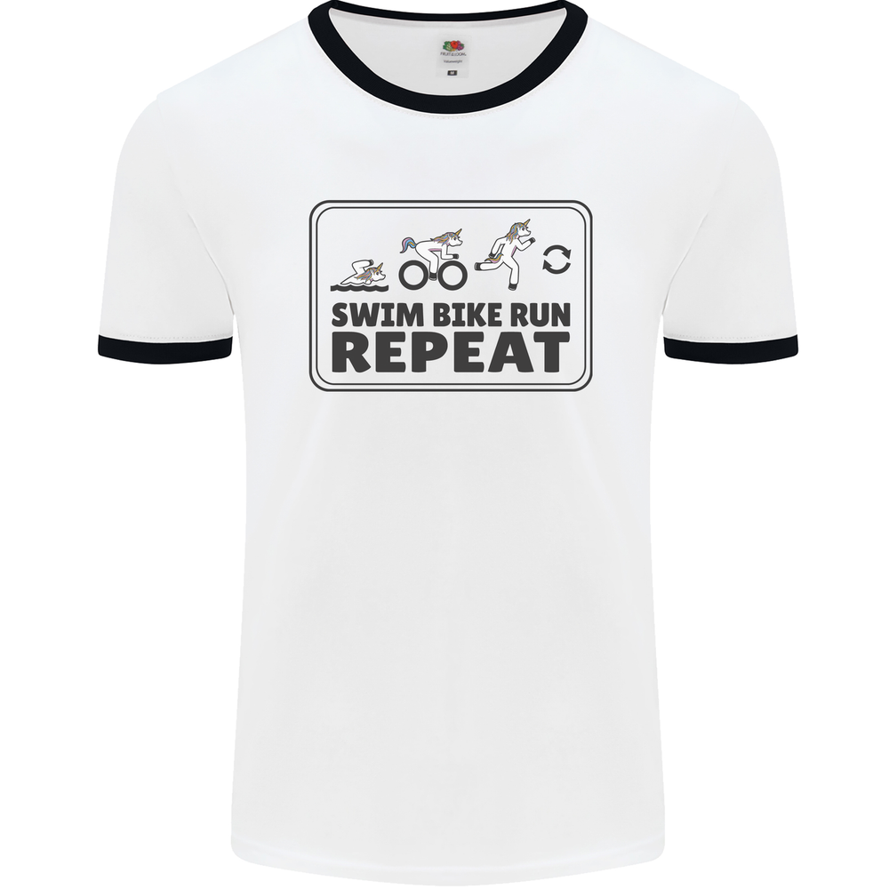 Unicorn Triathlon Running Swimming Cycling Mens Ringer T-Shirt