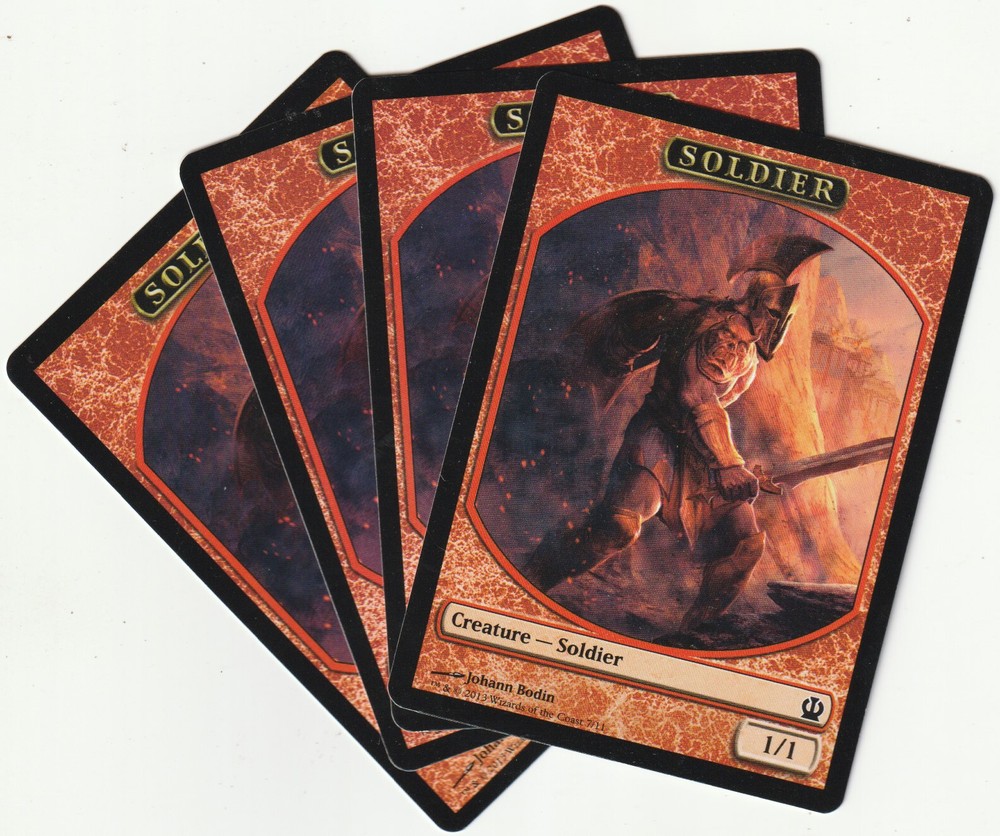 4 MTG Soldier Red Creature Tokens Playset - NM/EX Condition THS/EN