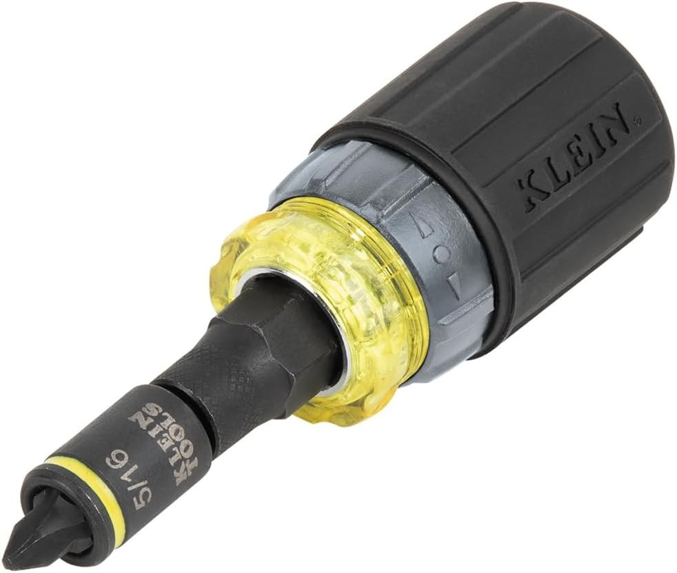 Klein Tools KNECT 7-in-1 Ratcheting Screwdriver with Impact-Resistant Black Handle