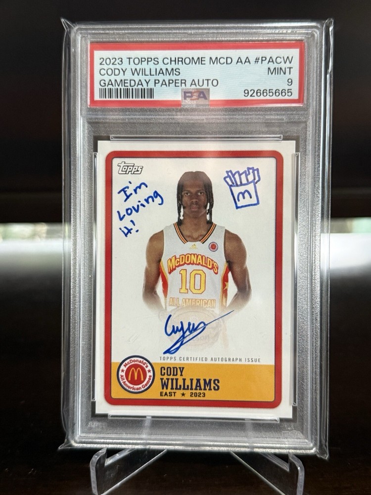 2023 Topps Cody Williams McDonalds AUTO Inscriptions 1/1 PSA 9 “I’m Loving It”