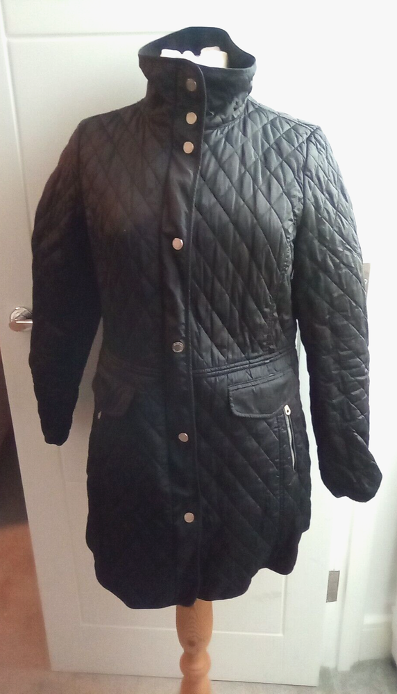 Massimo Dutti Women's Quilted Coat - Black - Size M