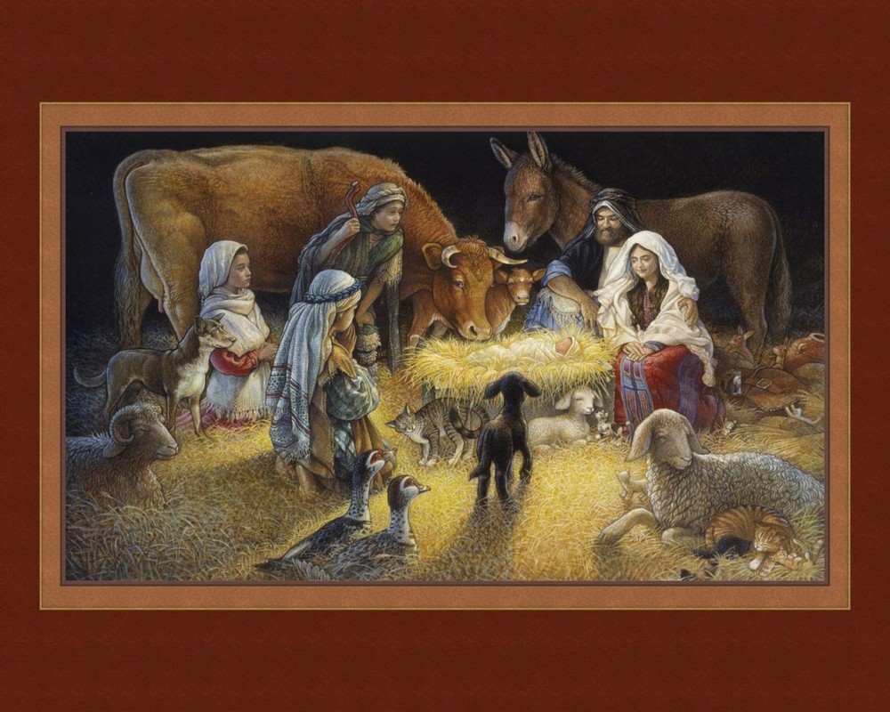 O NIGHT DIVINE Christmas Nativity Fabric Quilt Top, Wall Hanging 45