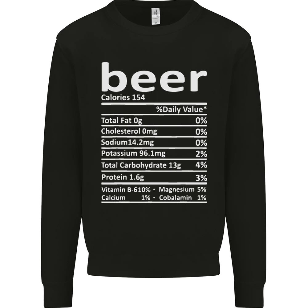 Funny Beer Nutritional Facts Alcohol Mens Sweatshirt Jumper