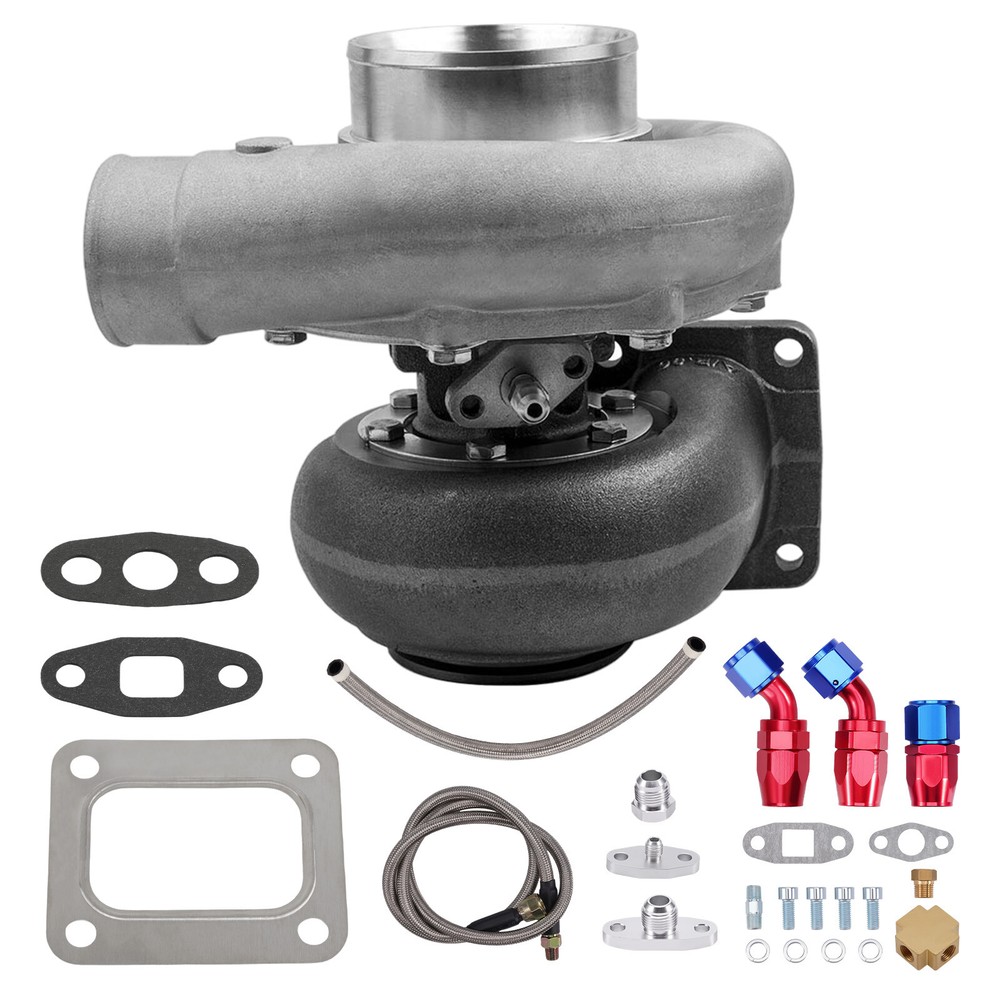 T76 Turbocharger T4 .96 A/r Trim 500+Hp 76mm Compressor+Oil Return/Feed Line