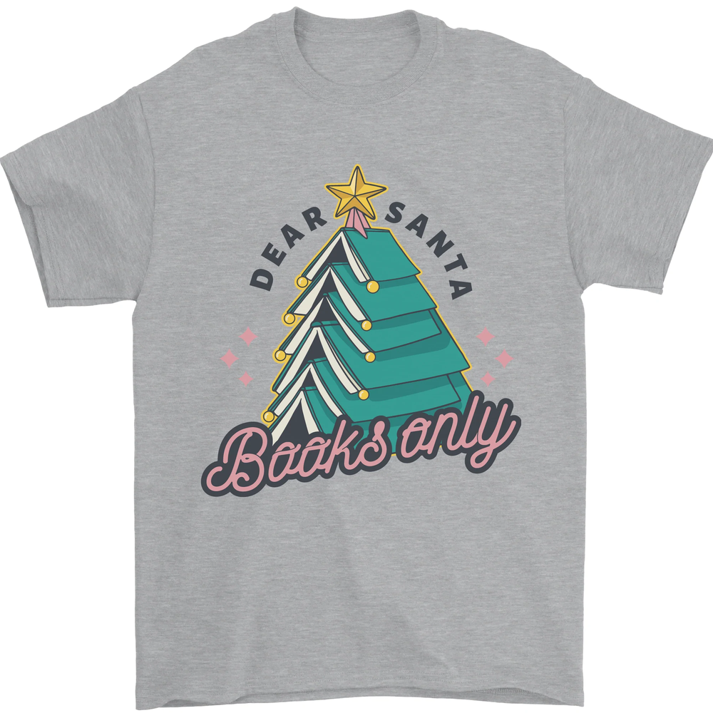 Books Only Christmas Tree Funny Bookworm Mens T-Shirt 100% Cotton