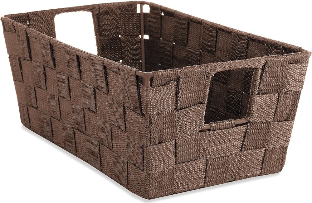 Espresso Woven Strap Compact Storage Tote  