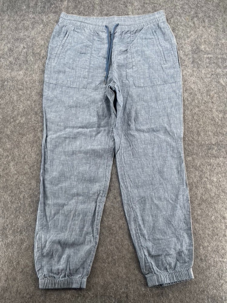 Athleta Retreat Blue Linen Jogger Pants Womens Casual Wear Size 12