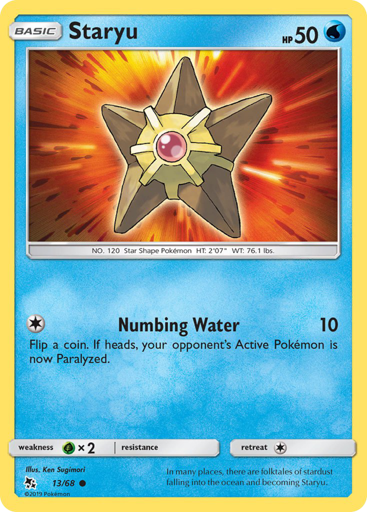 Staryu 13/68 Hidden Fates Holo Rare Pokemon Card