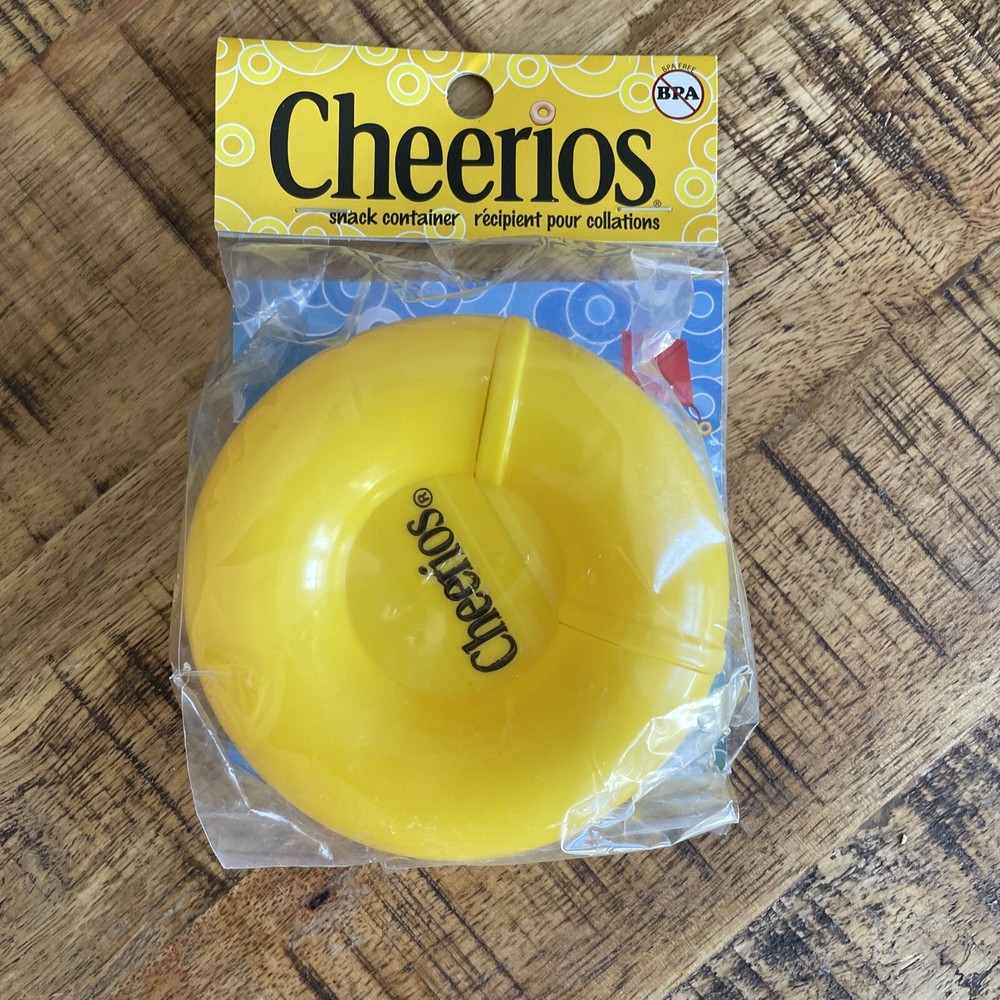 CHEERIOS  Snack Container  - Yellow Plastic w/ Flip Lid