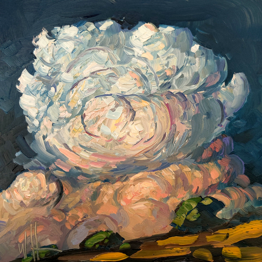 Hawkins Impressionism Clouds Art Painting Sky Thick Paint Original Canvas Scene