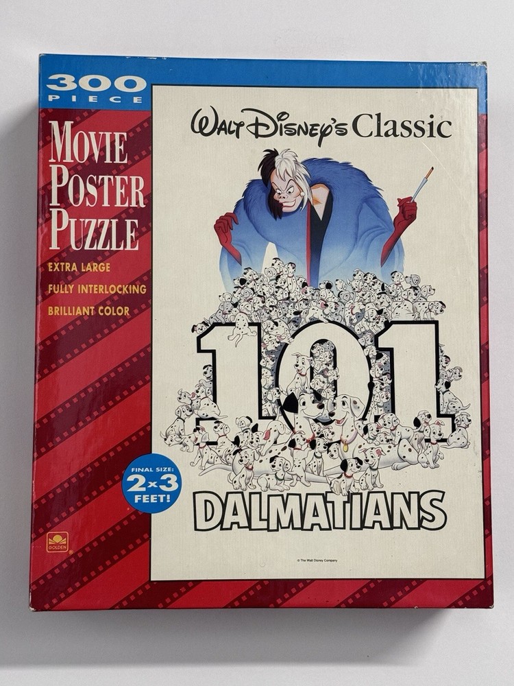 Disney 101 Dalmatians Movie Poster Puzzle 300 Piece Cruella DeVil Vintage SEALED