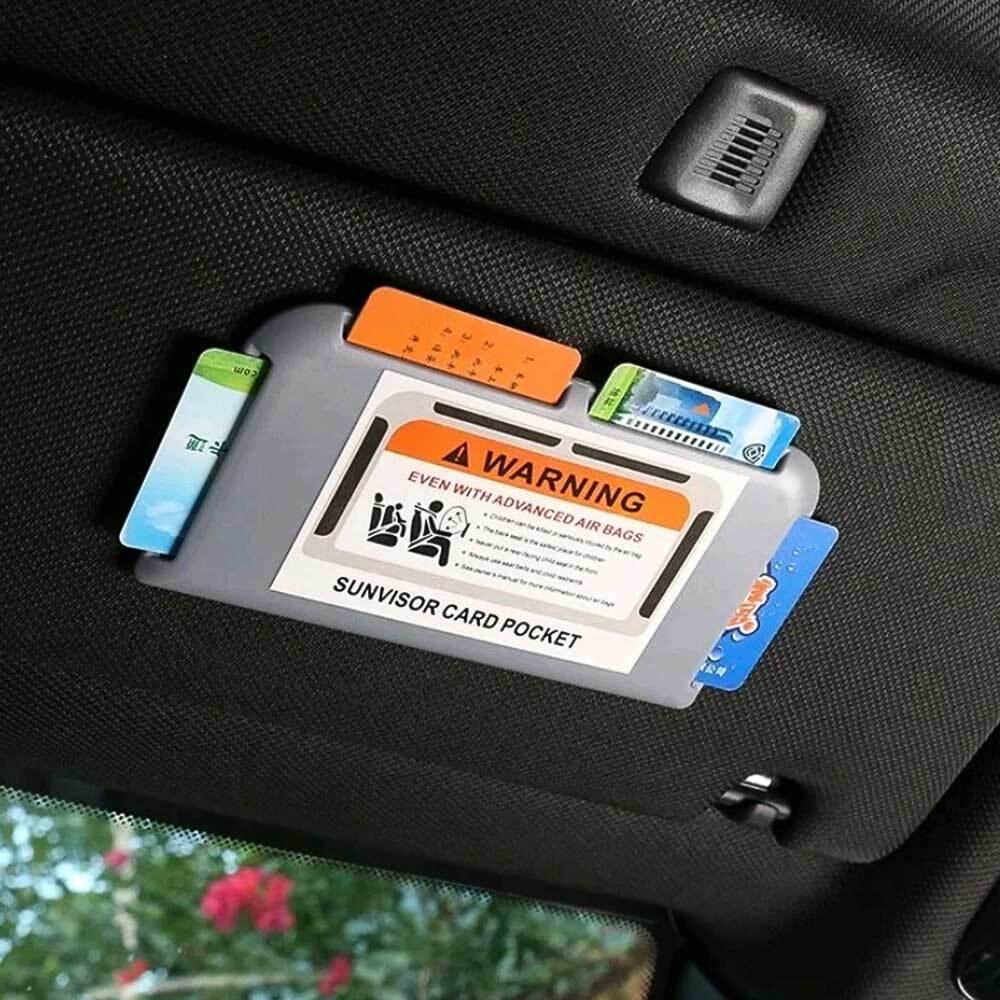 Car Interior Accessories Sun Visor Card Slot Clip Organizer Holder Self-Adhesive
