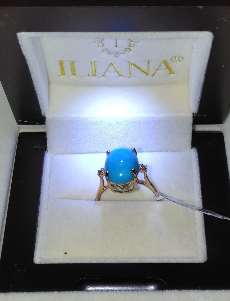 Liliana 14K Rose Gold Diamond Turquoise women ring size 7