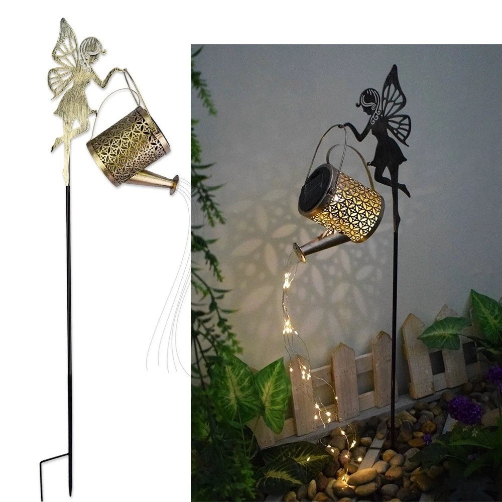 Solar Garden Lights Outdoor Decoration, Metal Solar Watering Can Lights Outdoor