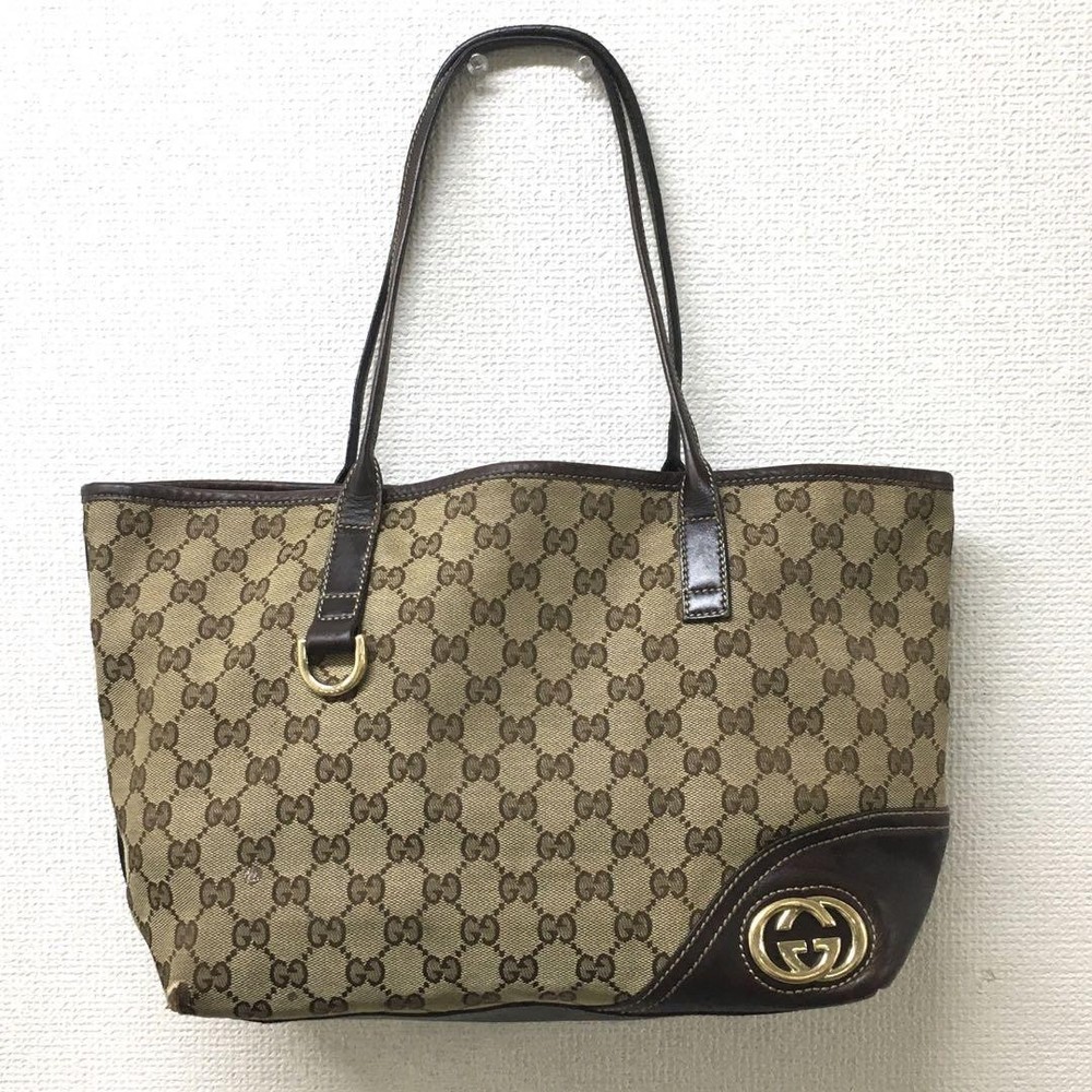 GUCCI GG Canvas Tote Bag in Beige Authentic G0805621