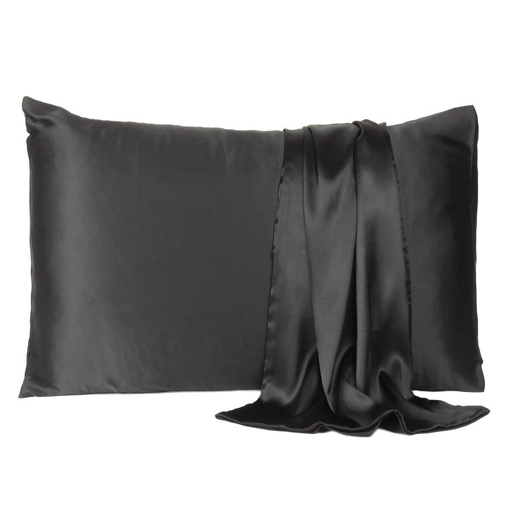 HomeRoots Black Dreamy Set Of 2 Silky Satin Queen