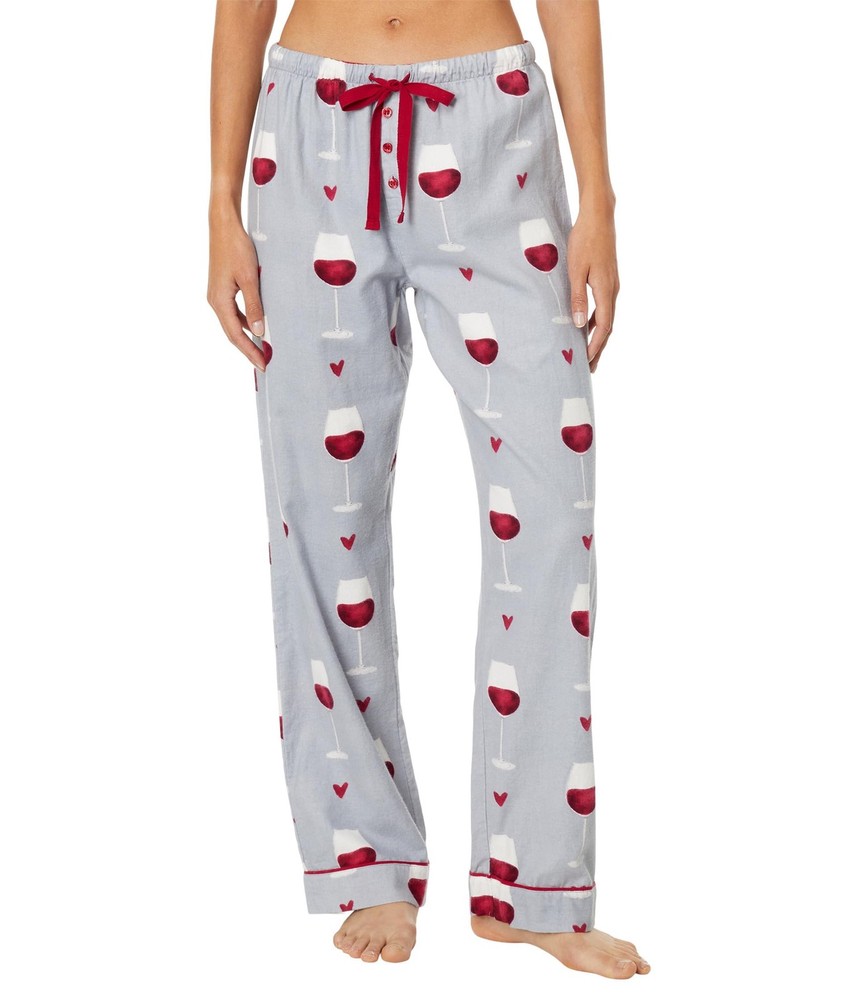 P.J. Salvage Flannel PJ Pants (Grey/Red Wine) Womens Pajama Gray Size XS