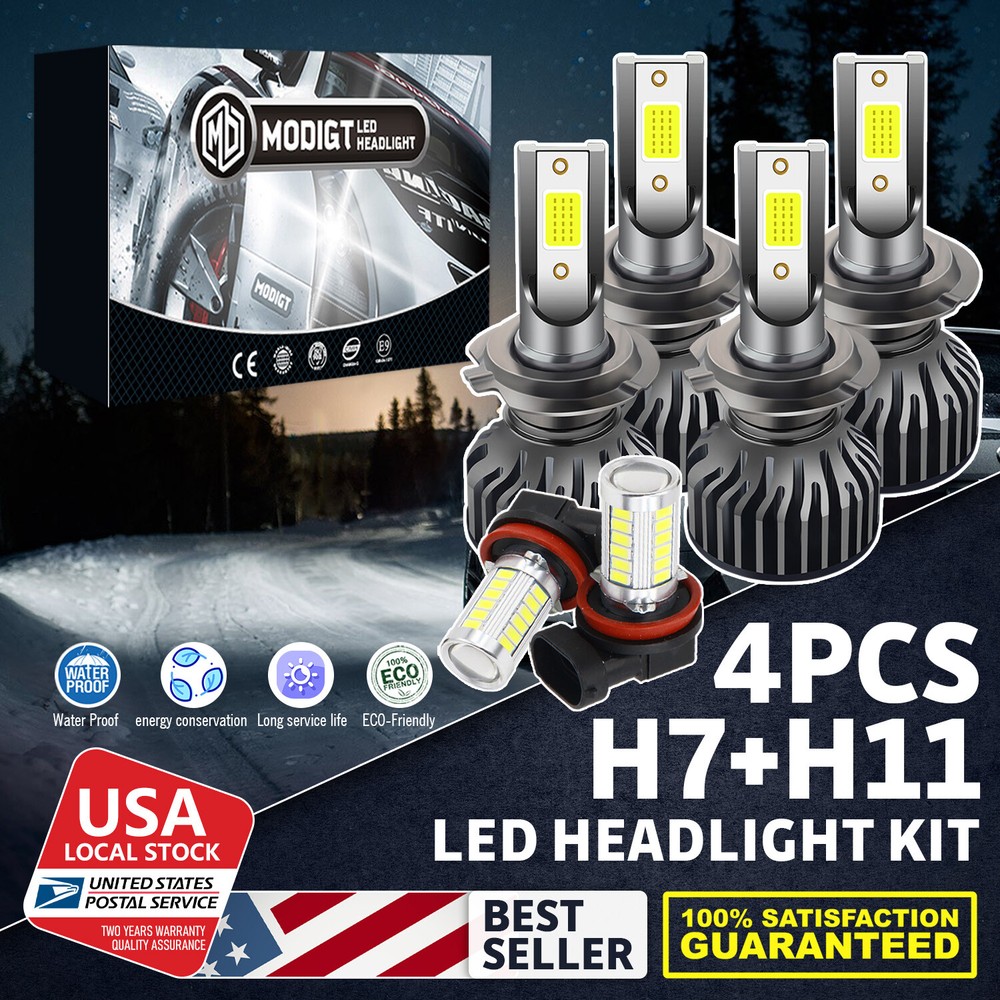 White LED Headlight High Low Beam Fog Light Bulbs Kit For BMW 325i 325xi 328d