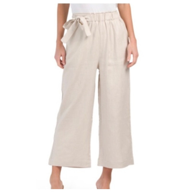 Boundless North NEW Gray High Rise Wide Leg Crop Linen Pants - Medium NWT