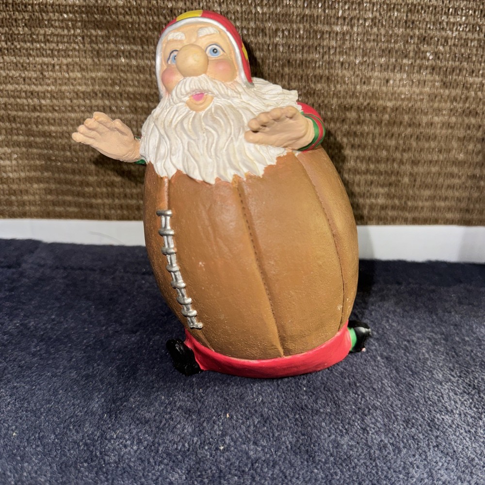 Vintage Santa Claus Football Body Shape Resin Hand Painted RARE