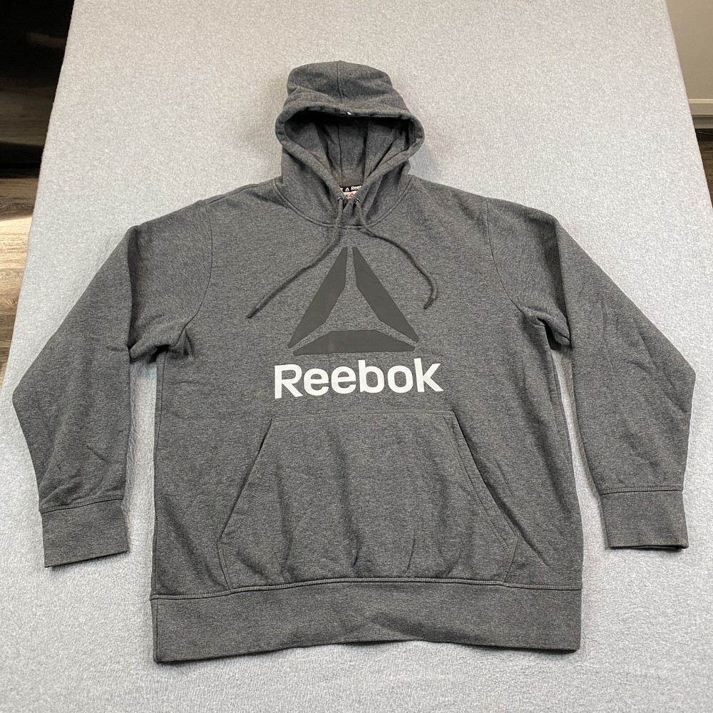 Reebok Hoodie Mens Large Pullover Fleece Sweatshirt Sport Gym Active Outdoor