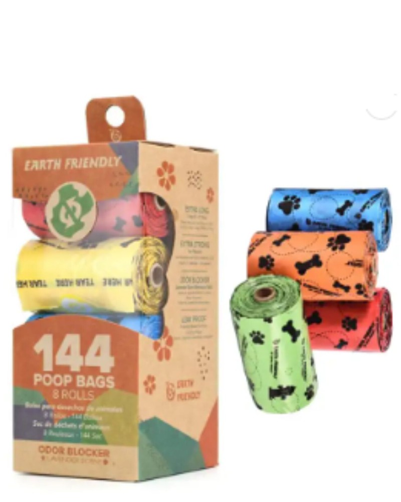 Earth-Friendly Compostable & Biodegradable 144 Pet Waste Bags. Leak-proof!