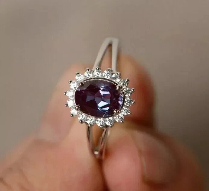 2.09 Ct Color Change AAA+ Natural Alexandrite Gemstone 14k solid white Gold Ring