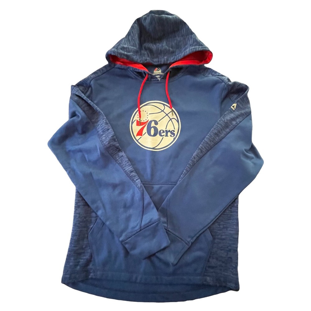 NBA Philadelphia 76ers Hoodie Hooded Sweatshirt Size Small Blue Big Logo