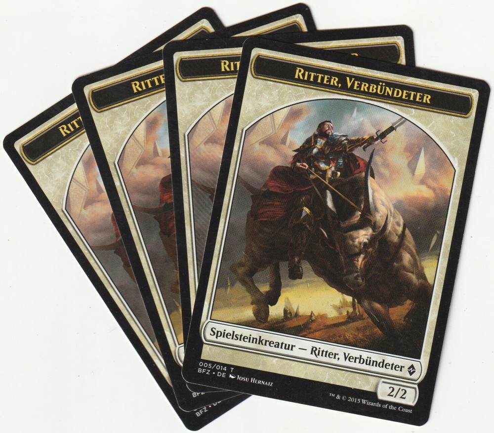 4 MTG Knight Ally Tokens PLAYSET – BFZ/DE 2015 Creature Set