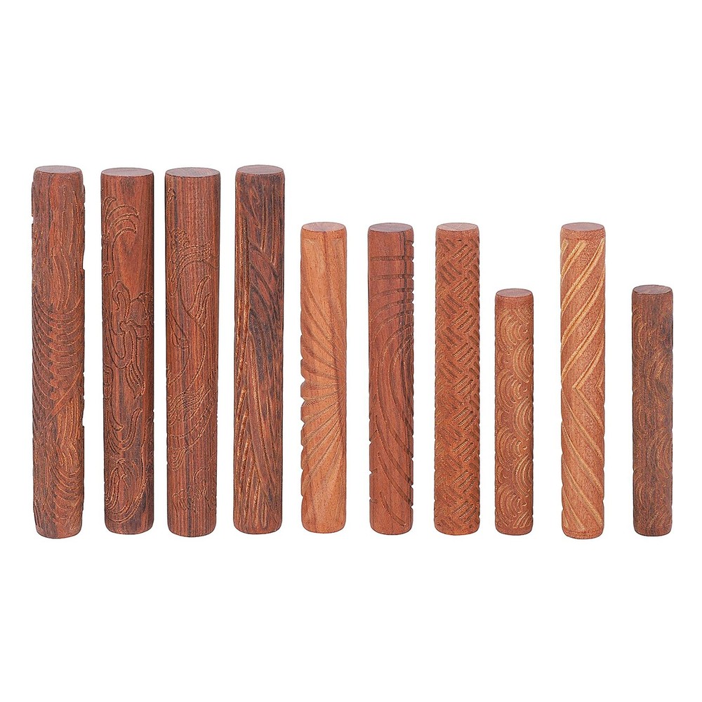 Pottery Tools,Wooden Handle Rollers Clay Modeling Pattern Rollers Kit3030