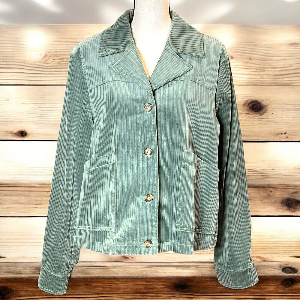 Avec Les Filles Tegan Sage Green Corduroy Shirt Jacket Size XL Cotton Stretch