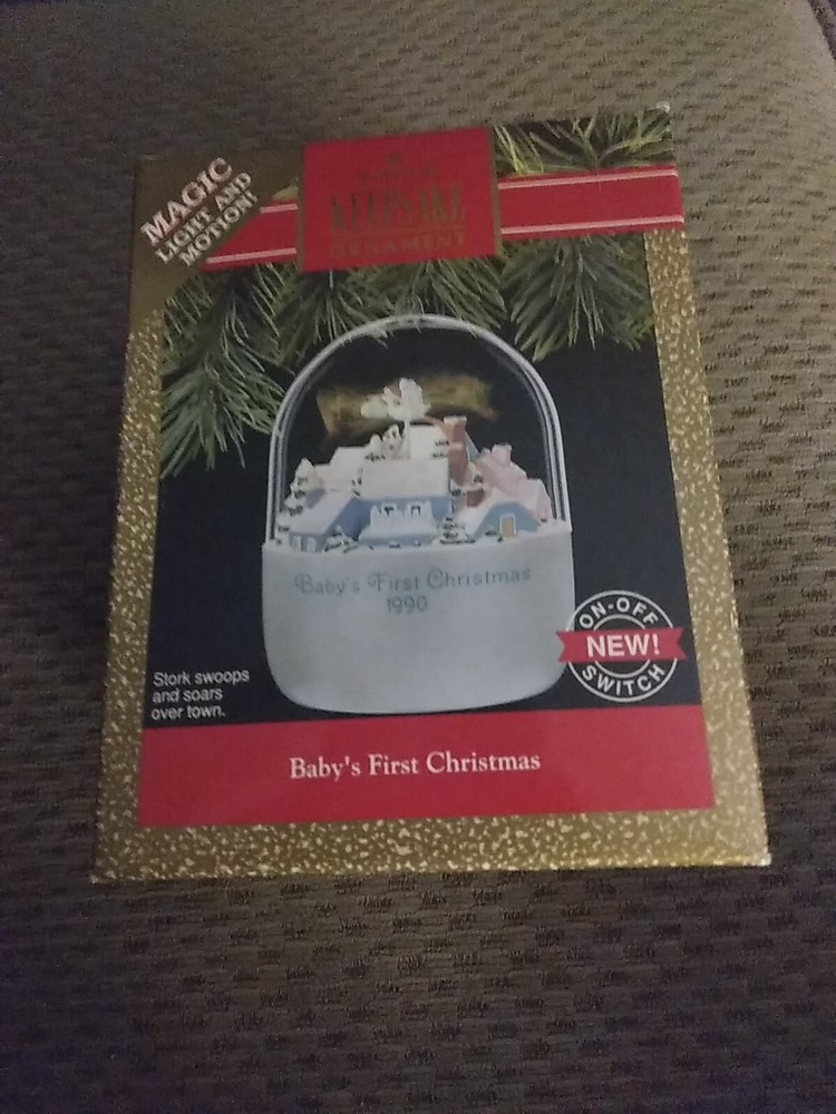 Vtg Hallmark Keepsake Magic Light Baby's 1st Christmas 1990 Ornament~ our #T2811