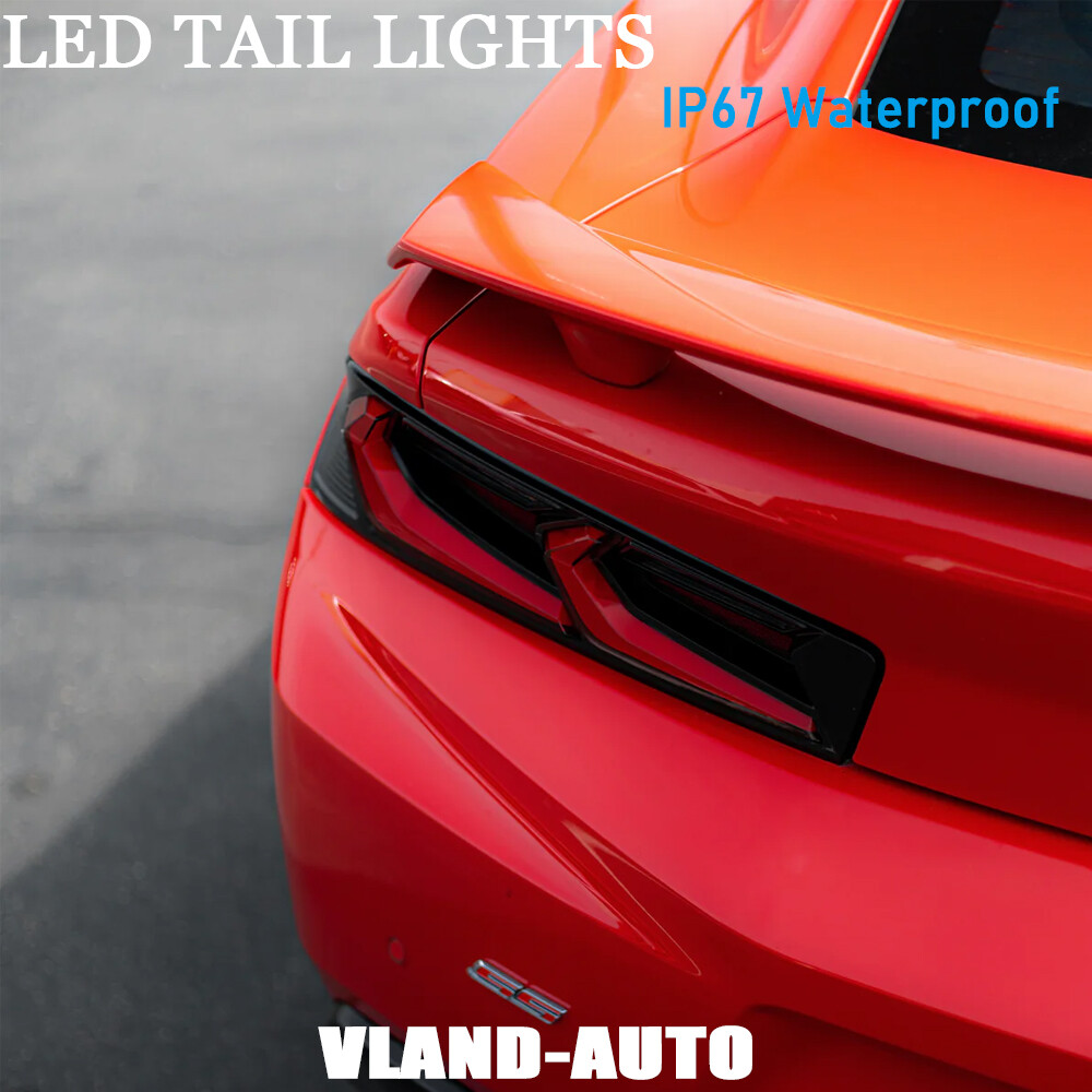 16-18 Chevy Camaro VLAND LED Taillights Gloss Black Red Lens Sequential Turn Signals