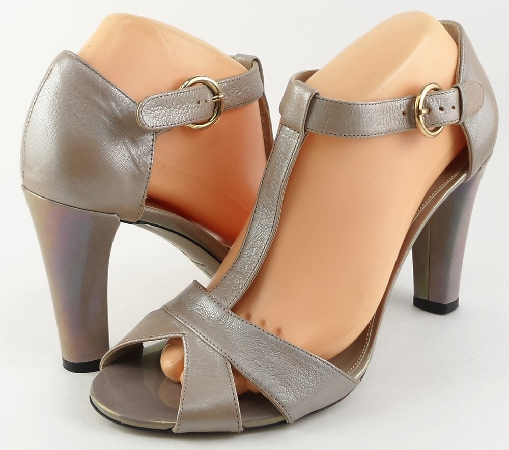 $195 VIA SPIGA VIXEN Roca Pearl Leather Designer Strappy Pumps 9.5