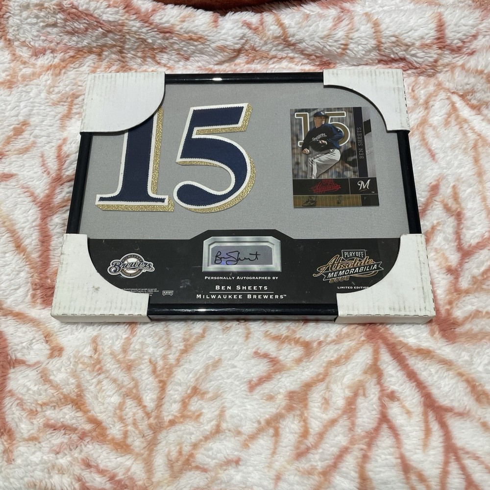 2002 Playoff Absolute Memorabilia Ben Sheets  Auto/Jersey #73/100 Plaque