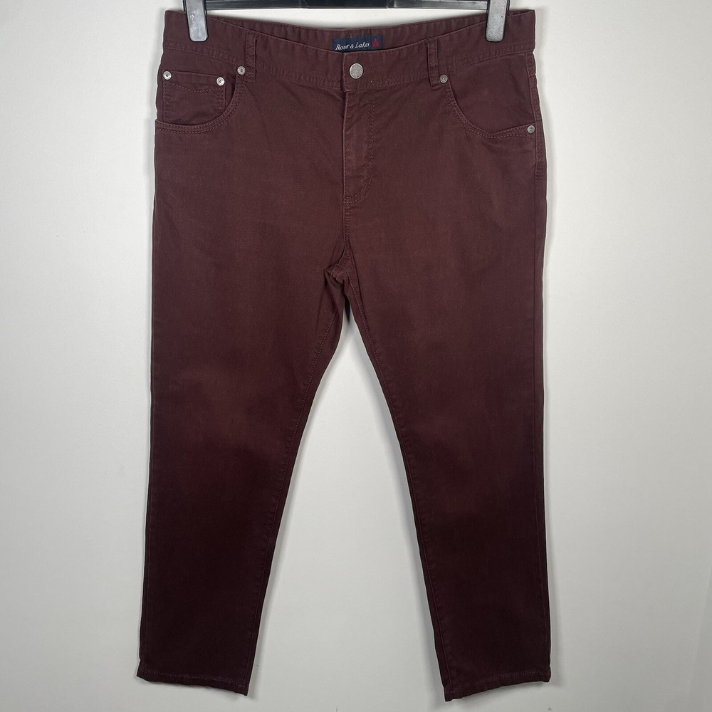 Jeans elásticos regulares Rover & Lakes borgoña para hombre talla W36 L30