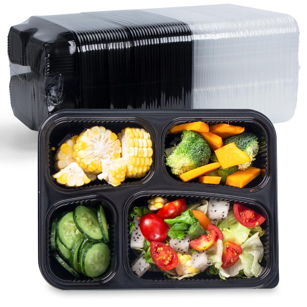 Meal Prep Container with Lid 40 Pack 34 oz - Reusable 4 Compartment Quad Seal...